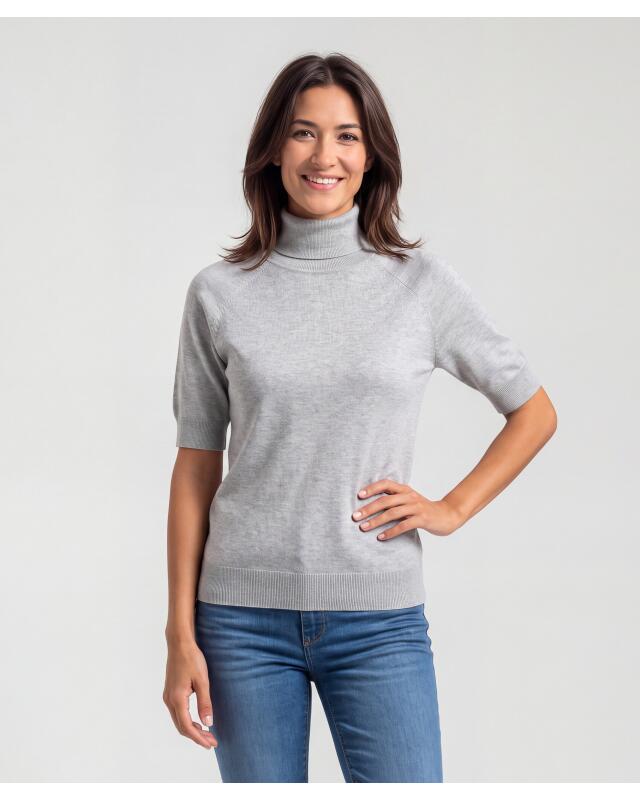 Pull à col roulé femme, gris chiné (KiK Rollkragenpullover (grau melange)) — KiK, produit allemand authentique au Maroc