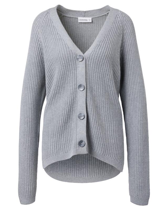 V-neck cardigan for women, grey marl (KiK Strickjacke mit V-Ausschnitt (grau melange)) — KiK, authentic German product in Morocco