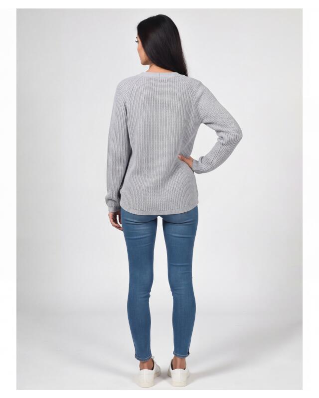 V-neck cardigan for women, grey marl (KiK Strickjacke mit V-Ausschnitt (grau melange)) — KiK, authentic German product in Morocco
