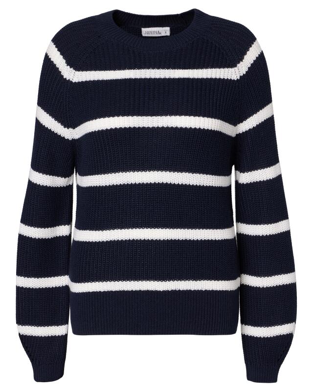 Pull en maille rayé femme, bleu/blanc rayé (KiK Strickpullover mit Streifen (blau/weiß gestreift)) — KiK, produit allemand authentique au Maroc