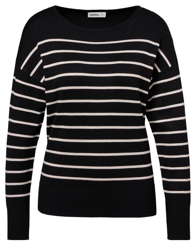 كنزة تريكو بأساور عريضة للنساء، أسود/بيج (KiK Strickpullover mit breiten Bündchen (schwarz/beige)) — KiK, منتج ألماني أصلي في المغرب