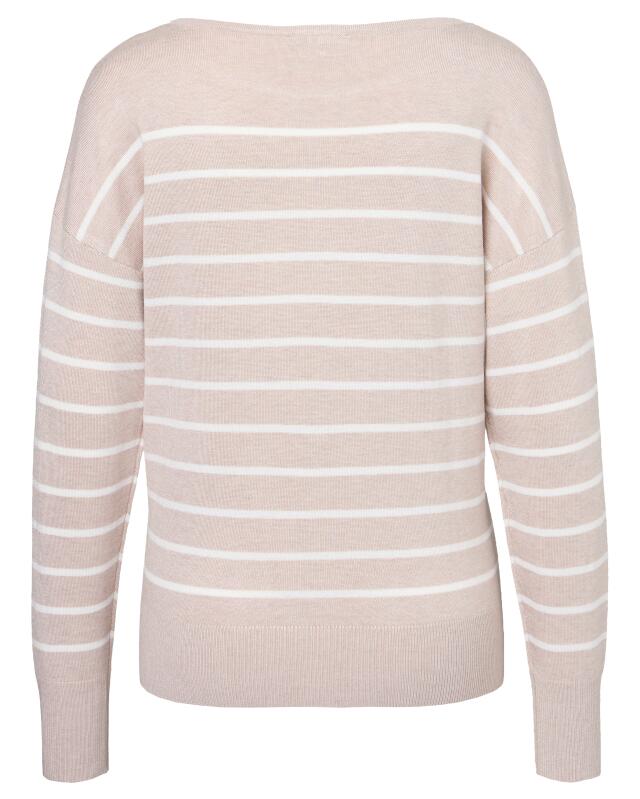 Knit jumper with wide ribbed cuffs for women, beige/white (KiK Strickpullover mit breiten Bündchen (beige/weiß)) — KiK, authentic German product in Morocco