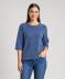 Halbarm-Strickpullover jeansblau