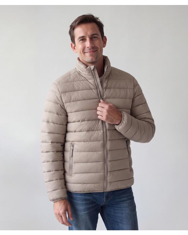 Doudoune légère matelassée homme, taupe — KiK, produit allemand authentique au Maroc