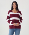 Gestreifter Strickpullover rot/weiß