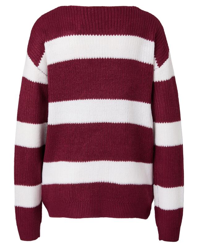 Pull en maille rayé femme, rouge/blanc (KiK Gestreifter Strickpullover (rot/weiß)) — KiK, produit allemand authentique au Maroc