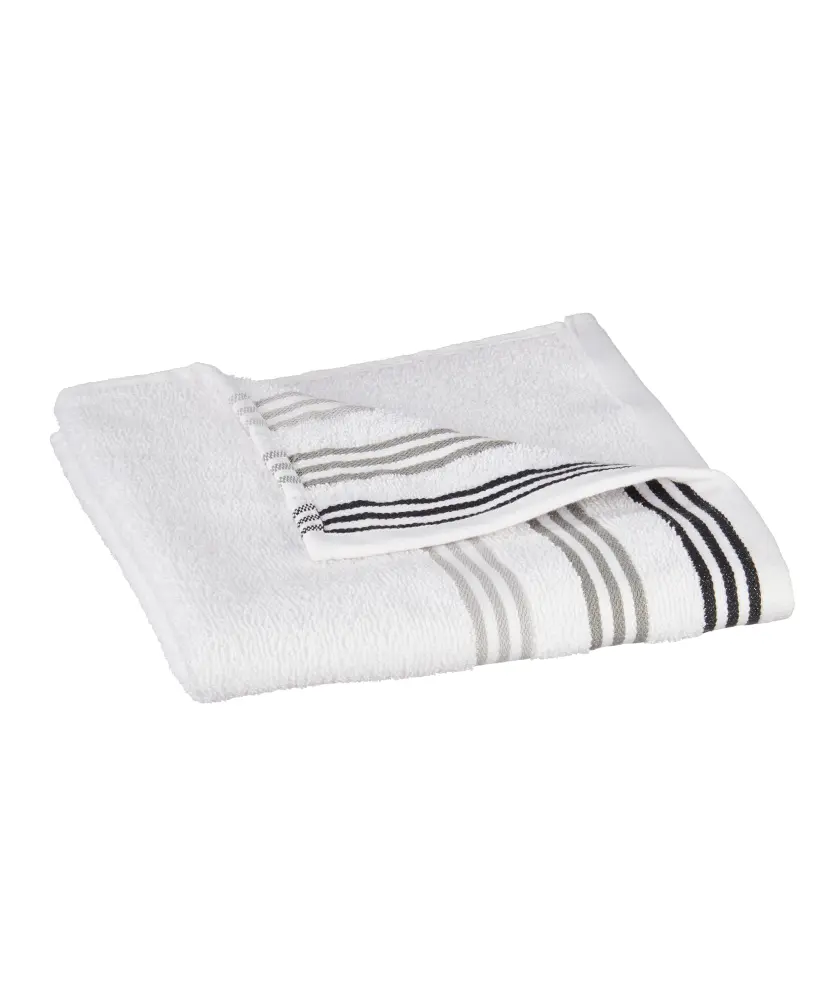 Handtuch mit Streifenbordüren, weiß