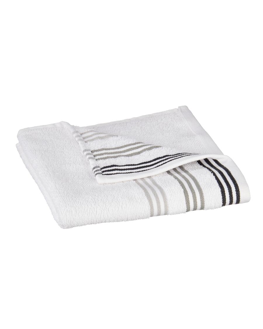 Handtuch mit Streifenbordüren, weiß