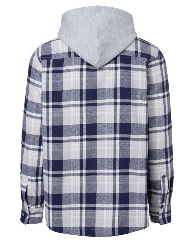 Flannel shirt with sweat hood for men, blue checked (KiK Flanellhemd mit Sweatkapuze (blau kariert)) — KiK, authentic German product in Morocco