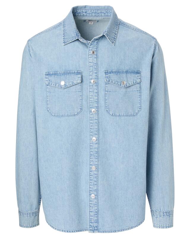 Denim shirt for men, light denim (KiK Helles Jeanshemd (jeansblau hell)) — KiK, authentic German product in Morocco