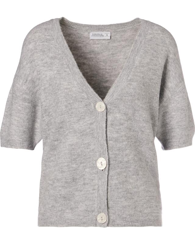 Short-sleeved cardigan for women, grey marl (KiK Strickjacke mit kurzen Ärmeln (grau melange)) — KiK, authentic German product in Morocco