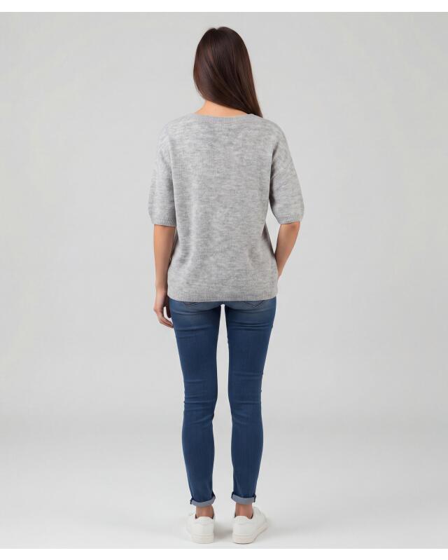 Short-sleeved cardigan for women, grey marl (KiK Strickjacke mit kurzen Ärmeln (grau melange)) — KiK, authentic German product in Morocco