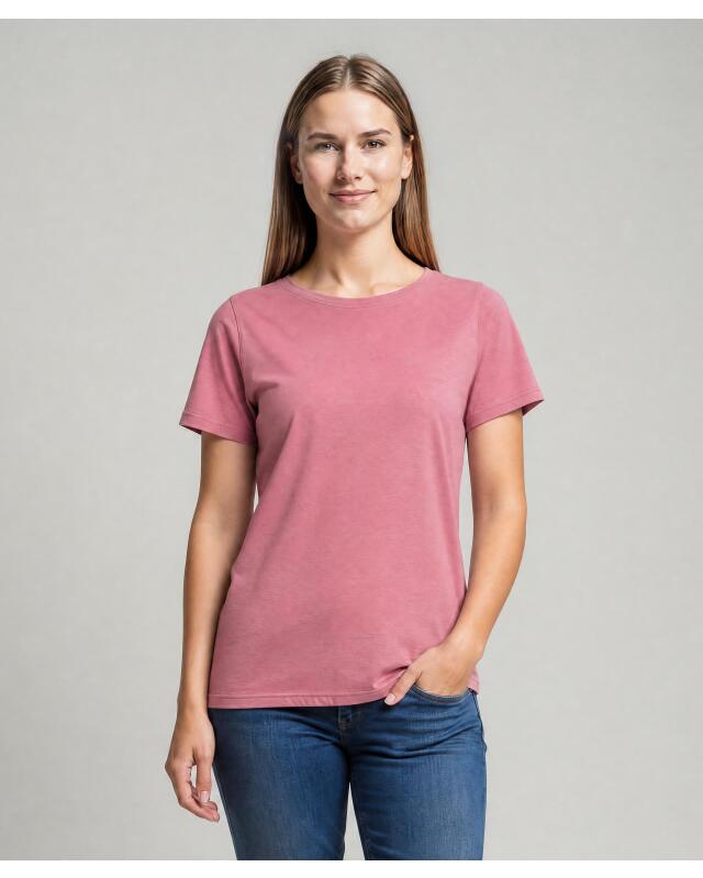 T-shirt basique femme, rose foncé (KiK Basic T-Shirt (dunkelrosa)) — KiK, produit allemand authentique au Maroc
