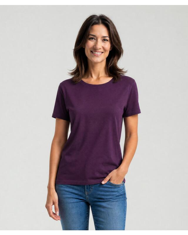 T-shirt basique femme, violet foncé (KiK Basic T-Shirt (dunkellila)) — KiK, produit allemand authentique au Maroc