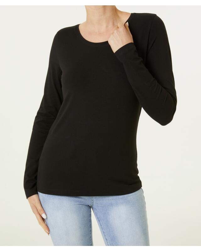 T-shirt manches longues basique femme, noir (KiK Langarmshirt Basic (schwarz)) — KiK, produit allemand authentique au Maroc