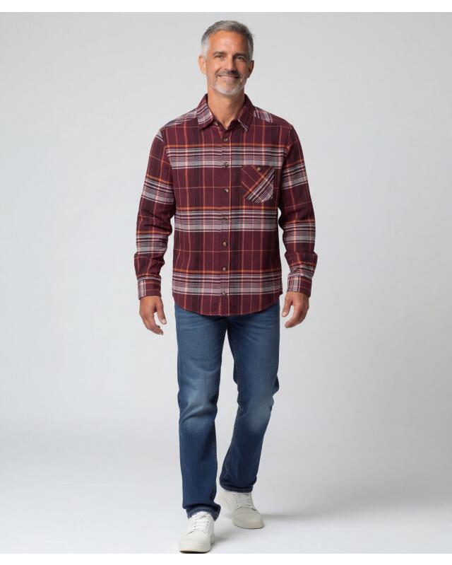 Chemise en flanelle à poche poitrine homme, baie — KiK, produit allemand authentique au Maroc