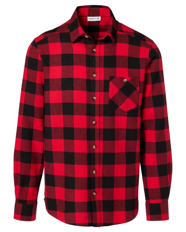 Flannel shirt with chest pocket for men, red/black (KiK Flanellhemd mit Brusttasche (rot/schwarz)) — KiK, authentic German product in Morocco