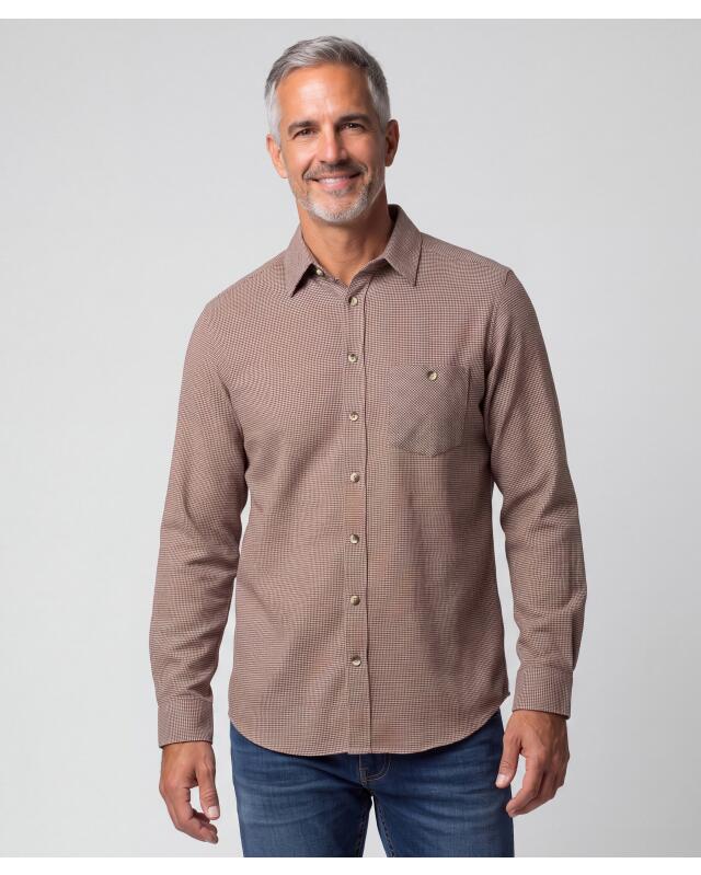 Flannel shirt with chest pocket for men, brown marl (KiK Flanellhemd mit Brusttasche (braun melange)) — KiK, authentic German product in Morocco