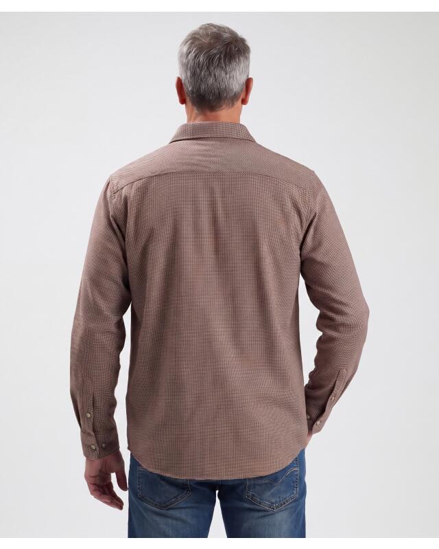 Flannel shirt with chest pocket for men, brown marl (KiK Flanellhemd mit Brusttasche (braun melange)) — KiK, authentic German product in Morocco
