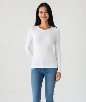 Weißes Basic Langarmshirt