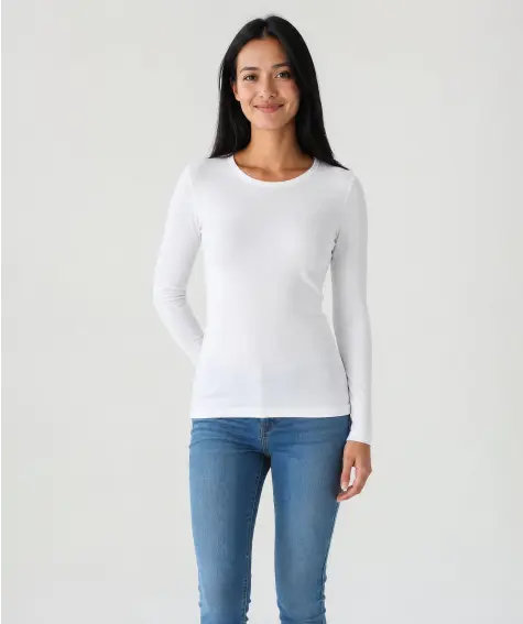 Weißes Basic Langarmshirt