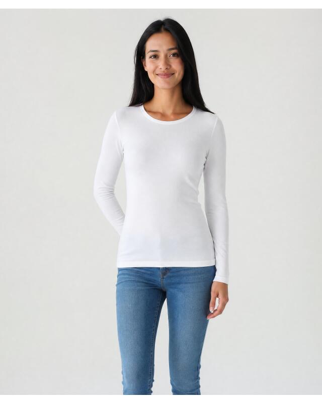 تيشيرت بأكمام طويلة أساسي للنساء، أبيض (KiK Weißes Basic Langarmshirt (weiß)) — KiK, منتج ألماني أصلي في المغرب