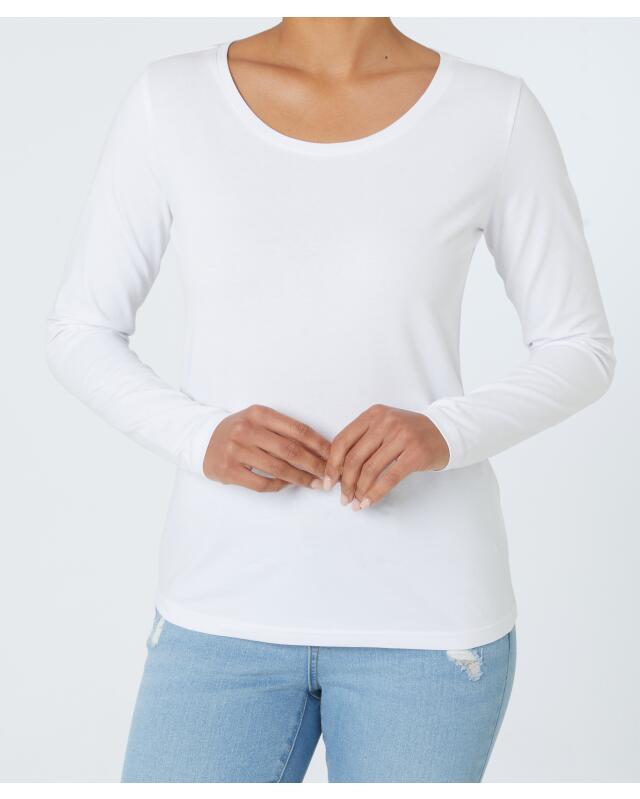 تيشيرت بأكمام طويلة أساسي للنساء، أبيض (KiK Weißes Basic Langarmshirt (weiß)) — KiK, منتج ألماني أصلي في المغرب