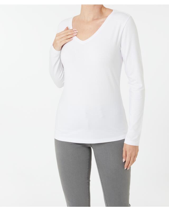 T-shirt manches longues femme, blanc (KiK Weißes Langarmshirt (weiß)) — KiK, produit allemand authentique au Maroc