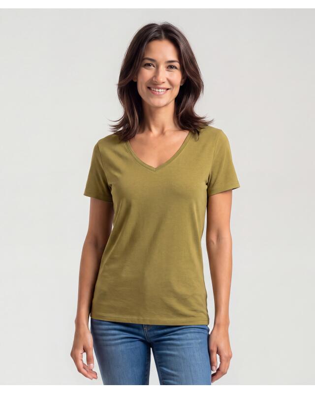 Basic stretch top for women, olive green (KiK Basic Stretch-Shirt (olivgrün)) — KiK, authentic German product in Morocco