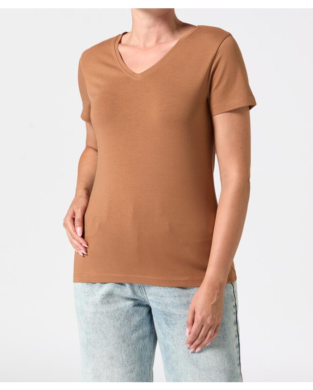 T-shirt stretch basique femme, marron (KiK Basic Stretch-Shirt (braun)) — KiK, produit allemand authentique au Maroc