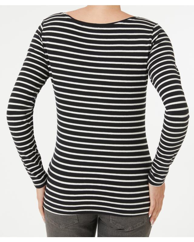 T-shirt manches longues à rayures femme, noir/blanc (KiK Gestreiftes Langarmshirt (schwarz/weiß)) — KiK, produit allemand authentique au Maroc