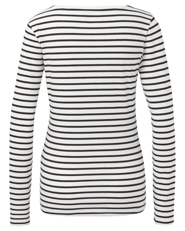 T-shirt manches longues à rayures femme, blanc/noir (KiK Gestreiftes Langarmshirt (weiß/schwarz)) — KiK, produit allemand authentique au Maroc