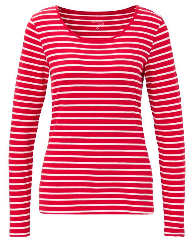 T-shirt manches longues à rayures femme, rouge/blanc (KiK Gestreiftes Langarmshirt (rot/weiß)) — KiK, produit allemand authentique au Maroc