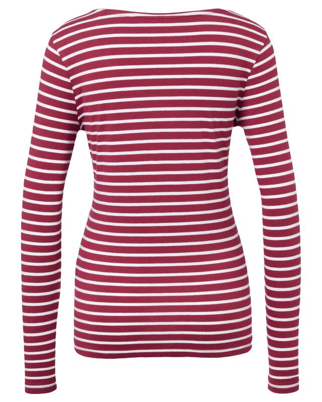 T-shirt manches longues à rayures femme, blanc/baie (KiK Gestreiftes Langarmshirt (weiß/Beere)) — KiK, produit allemand authentique au Maroc
