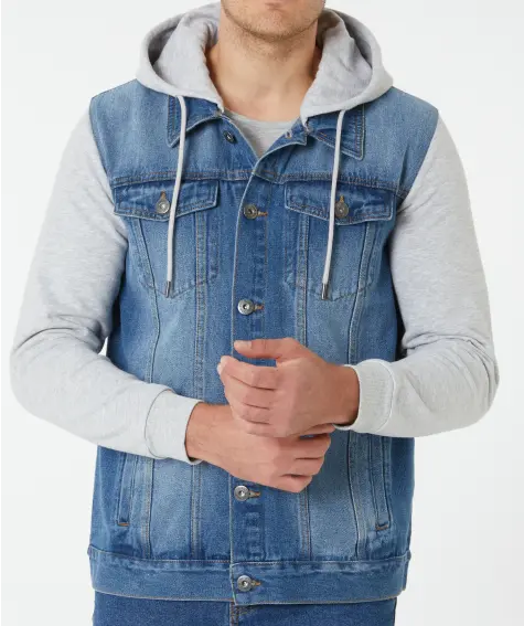 Jeansjacke mit Sweateinsätzen