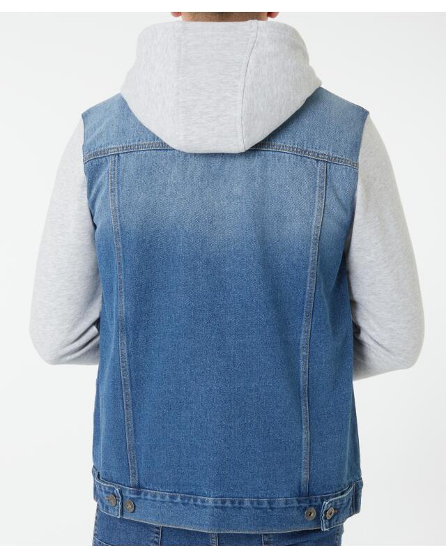 Veste en jean à empiècements sweat homme, bleu jean (KiK Jeansjacke mit Sweateinsätzen (jeansblau)) — KiK, produit allemand authentique au Maroc