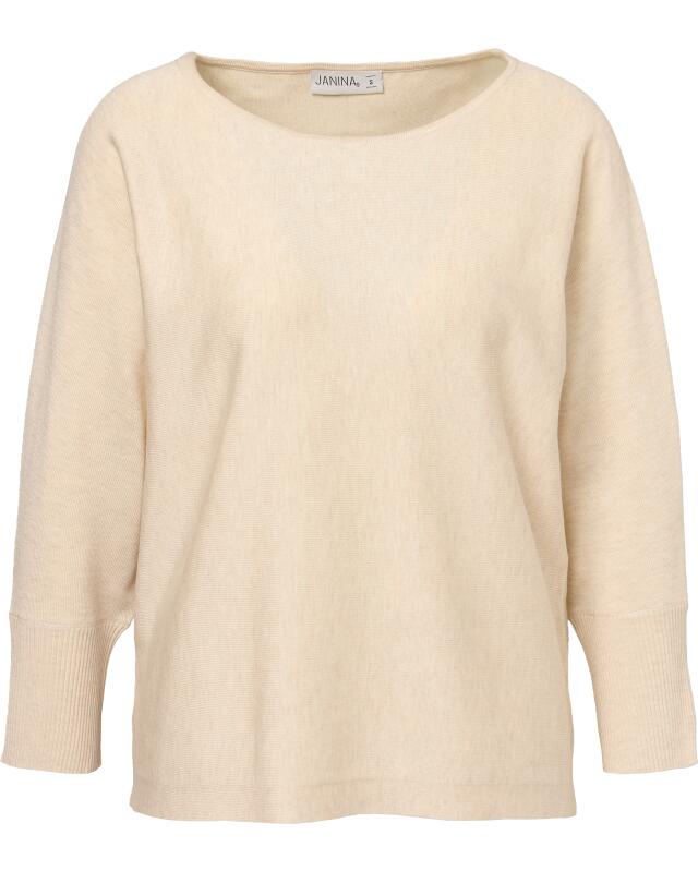 Fine-knit crew neck jumper for women, beige marl (KiK Feinstrickpullover Rundhals (Beige melange)) — KiK, authentic German product in Morocco