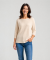 Feinstrickpullover Rundhals Beige melange