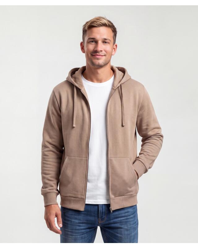 Basic zip-up sweat jacket for men, taupe (KiK Basic Sweatjacke (taupe)) — KiK, authentic German product in Morocco