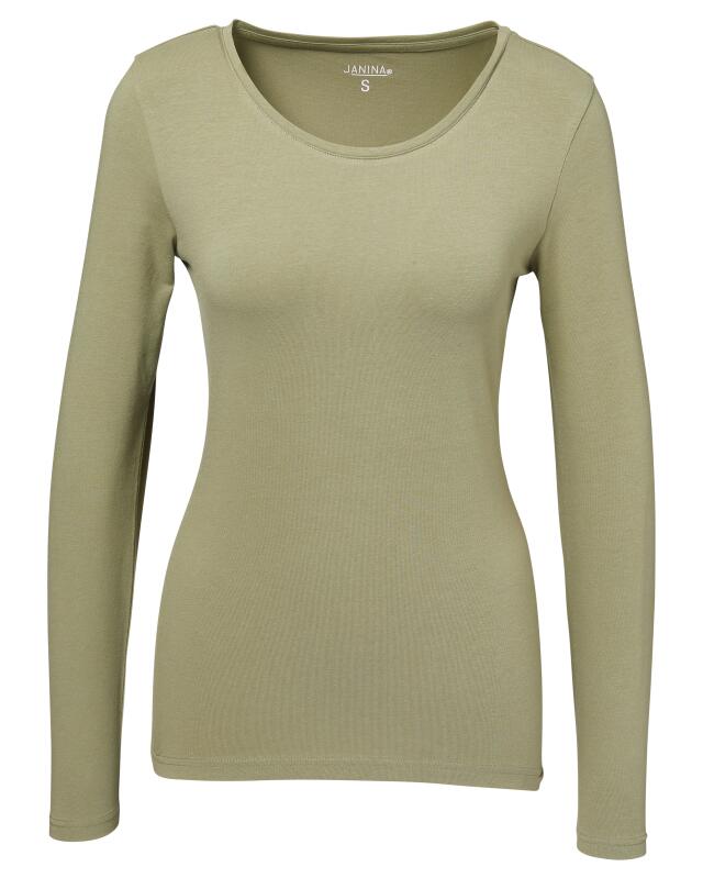 T-shirt à manches longues basique femme, kaki (KiK Basic Langarmshirt (Khaki)) — KiK, produit allemand authentique au Maroc