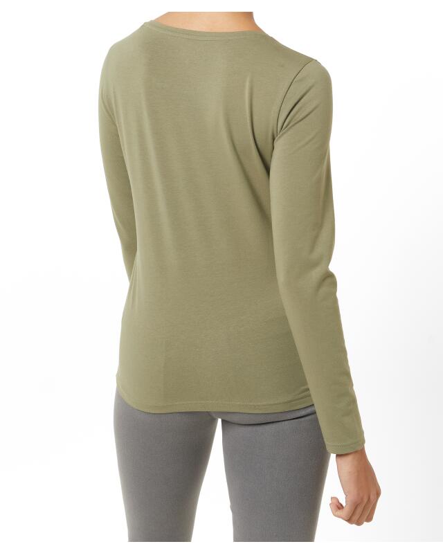 T-shirt à manches longues basique femme, kaki (KiK Basic Langarmshirt (Khaki)) — KiK, produit allemand authentique au Maroc