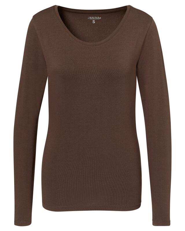 T-shirt à manches longues basique femme, marron foncé (KiK Basic Langarmshirt (dunkelbraun)) — KiK, produit allemand authentique au Maroc