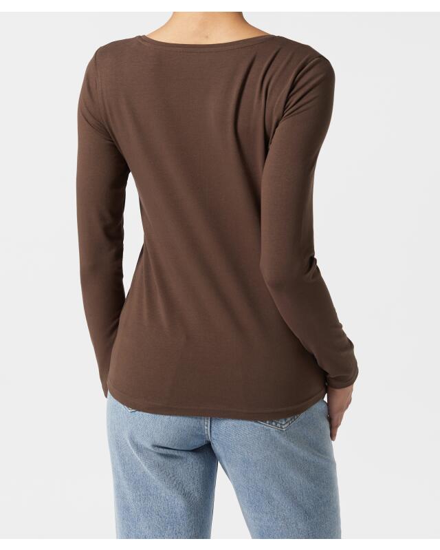 T-shirt à manches longues basique femme, marron foncé (KiK Basic Langarmshirt (dunkelbraun)) — KiK, produit allemand authentique au Maroc