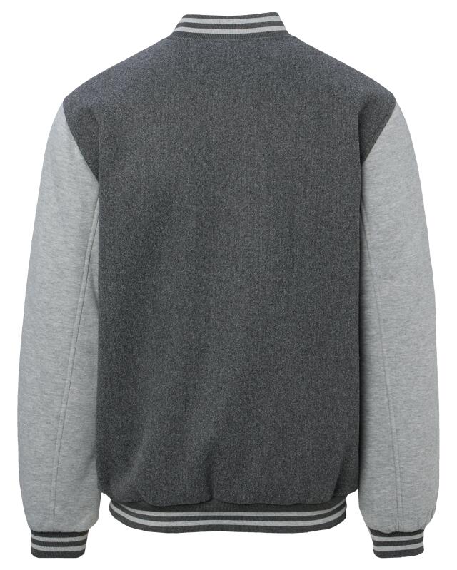 Varsity jacket with contrast sleeves for men, anthracite marl (KiK Collegejacke mit Kontrastärmeln (anthrazit melange)) — KiK, authentic German product in Morocco