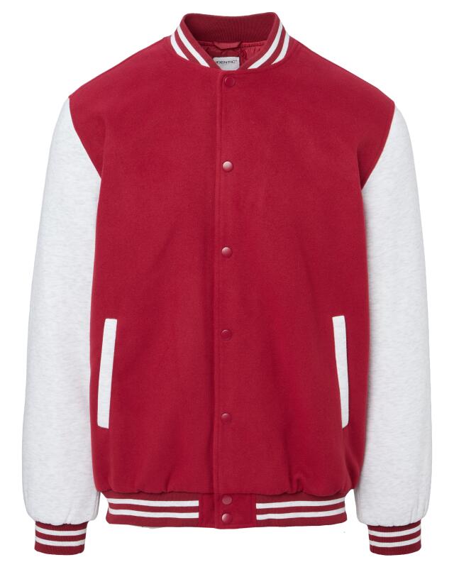Veste teddy à manches contrastées homme, rouge foncé (KiK Collegejacke mit Kontrastärmeln (dunkelrot)) — KiK, produit allemand authentique au Maroc