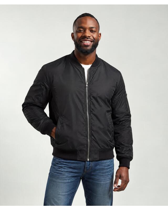 Bomber jacket with inside pocket for men, black — KiK, authentic German product in Morocco