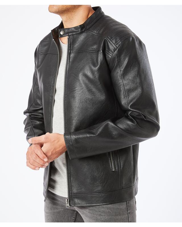 Veste en similicuir homme, noir (KiK Schwarze Kunstlederjacke (schwarz)) — KiK, produit allemand authentique au Maroc