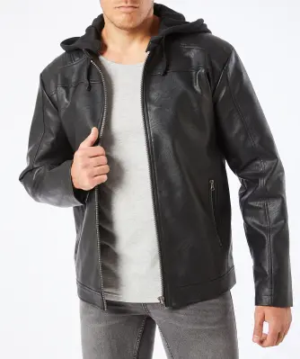 Schwarze Kunstlederjacke