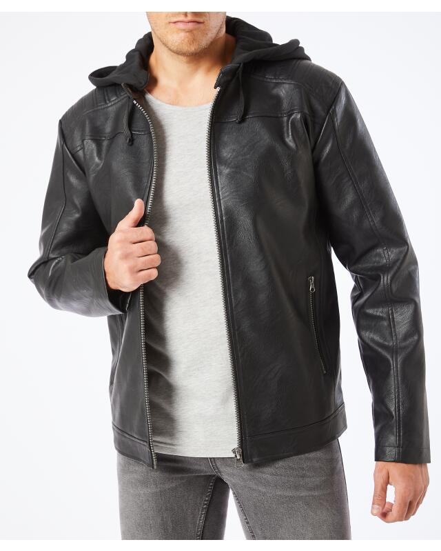 Veste en similicuir homme, noir (KiK Schwarze Kunstlederjacke (schwarz)) — KiK, produit allemand authentique au Maroc