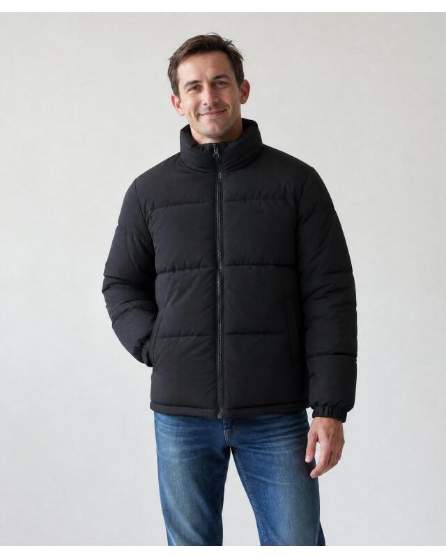 Doudoune à col montant homme, noir — KiK, produit allemand authentique au Maroc